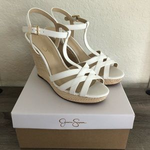 NEW Jessica Simpson White Wedges / Heels Size 10